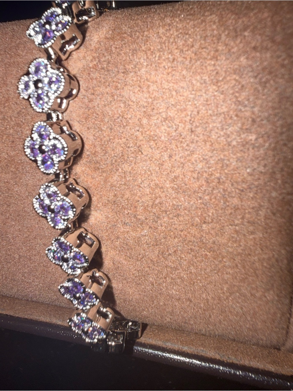 New Clover Lavender Crystal Tennis Bracelet - Women Jewelry - Picture 2 of 5